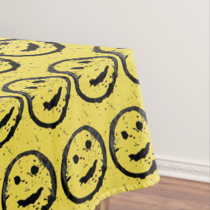 Mantel Guay Seted Happy Sonriente patrón de cara amarillo