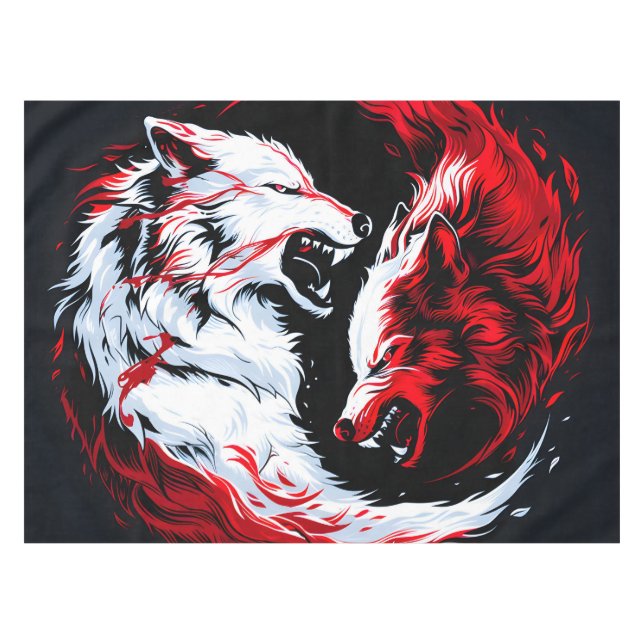Mantel Guerrero cósmico lobo blanco rojo (Frente (Horizontal))