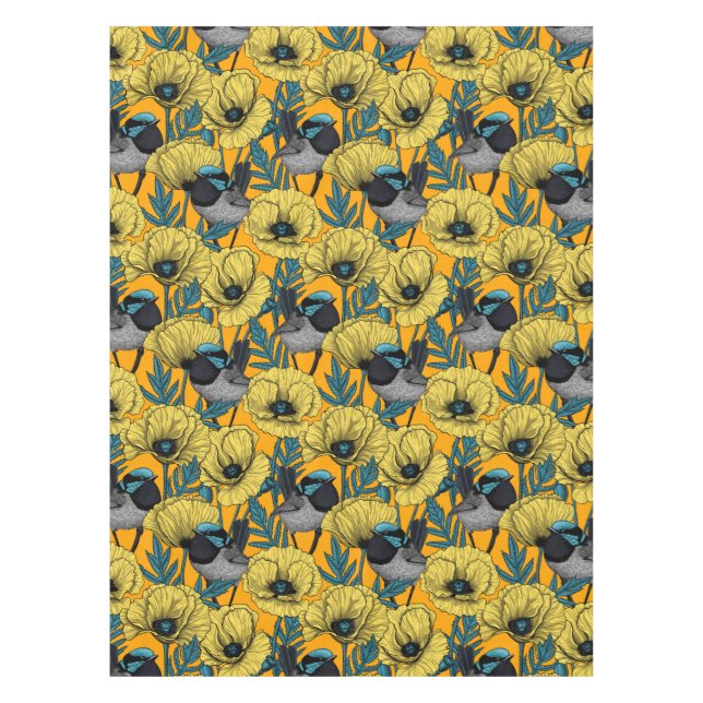 Mantel Guirnaldas de hadas y amapolas de amarillo (Anverso)
