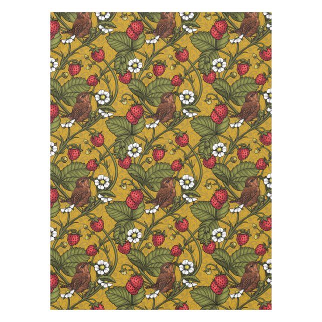 Mantel Guirnaldas y fresas en mostaza (Anverso)