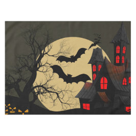 Mantel Halloween Black Red Hauned House Bat Full Moon