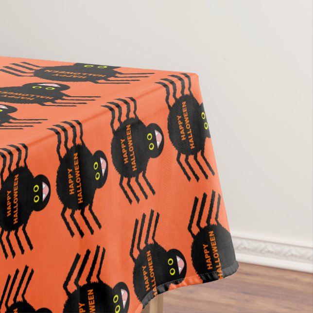 Mantel Halloween Black Spider Tablecloth (In Situ)