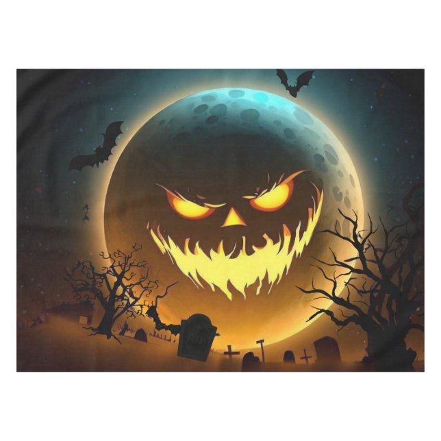 Mantel Halloween/calabaza/luna/otoño (Frente (Horizontal))