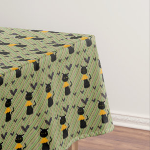 Mantel Halloween con manteles, gato negro