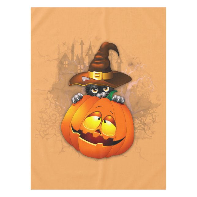 Mantel Halloween Curte Kitty Witch and Pumpkin Friend (Anverso)