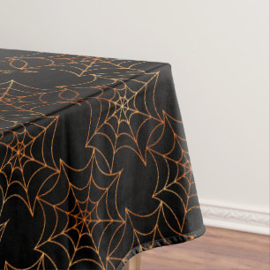 Mantel Halloween de papel de aluminio naranja y telarañas