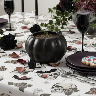 Mantel Halloween de Rosas y cráneos góticos negros y blan