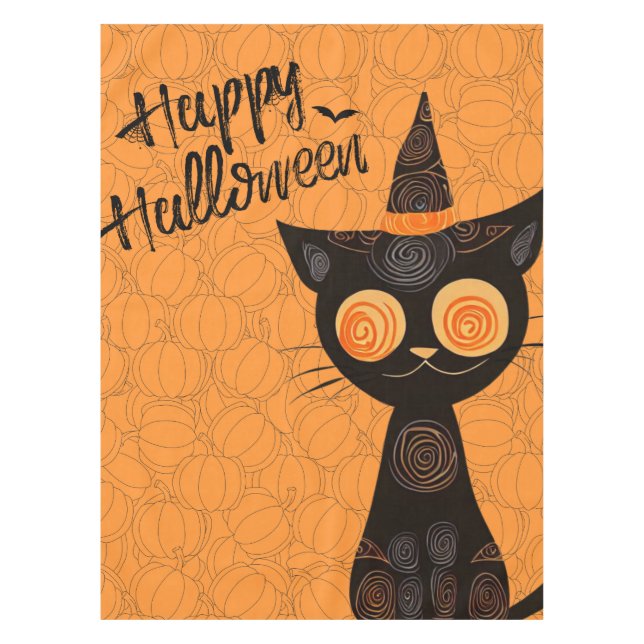 Mantel Halloween/gato/calabaza/otoño (Anverso)