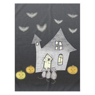 Mantel Halloween House, gatos negros, murciélagos, calaba