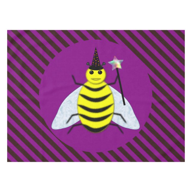 Mantel Halloween Magic Bee Wizard Purple and Black Stripe (Frente (Horizontal))
