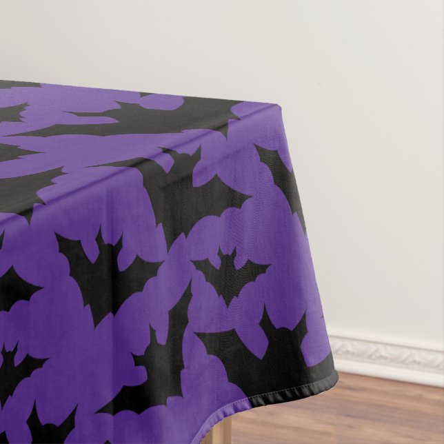 Mantel Halloween negro murciélago morado fresco patrón de (In Situ)