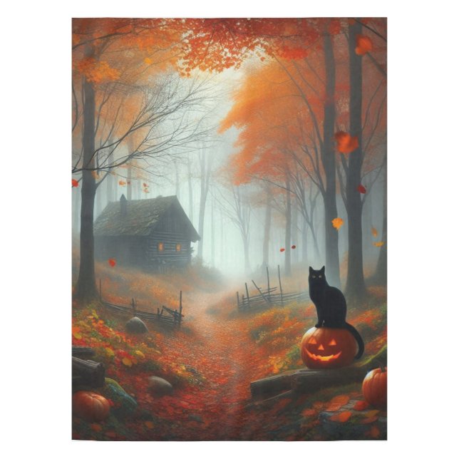 Mantel Halloween/otoño/otoño/otoño/calabaza/gato (Anverso)