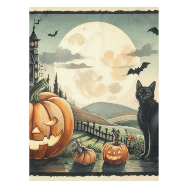 Mantel Halloween/otoño/otoño/otoño/calabaza/gato (Anverso)