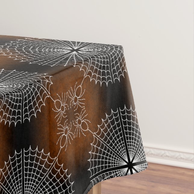 Mantel Halloween Spiderweb arañas naranja blanco negro (In Situ)
