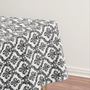 Mantel Halloween Victorian Damask Brocade Black en blanco