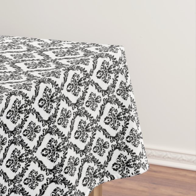 Mantel Halloween Victorian Damask Brocade Black en blanco (In Situ)