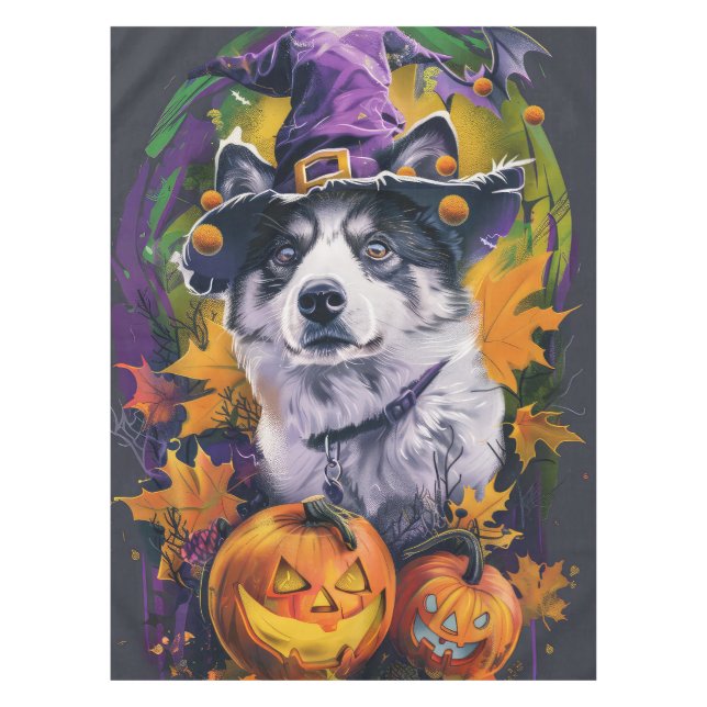 Mantel Halloween y bruja espeluznante de Akita (Anverso)