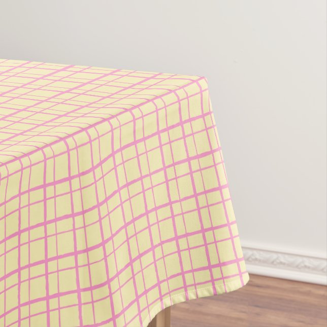 Mantel HandDrawn Organic Grid Check Sunshine Yellow (In Situ)