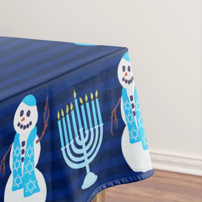 Mantel Hanukkah Jewish Snowman Blue Hanukiah (In Situ)