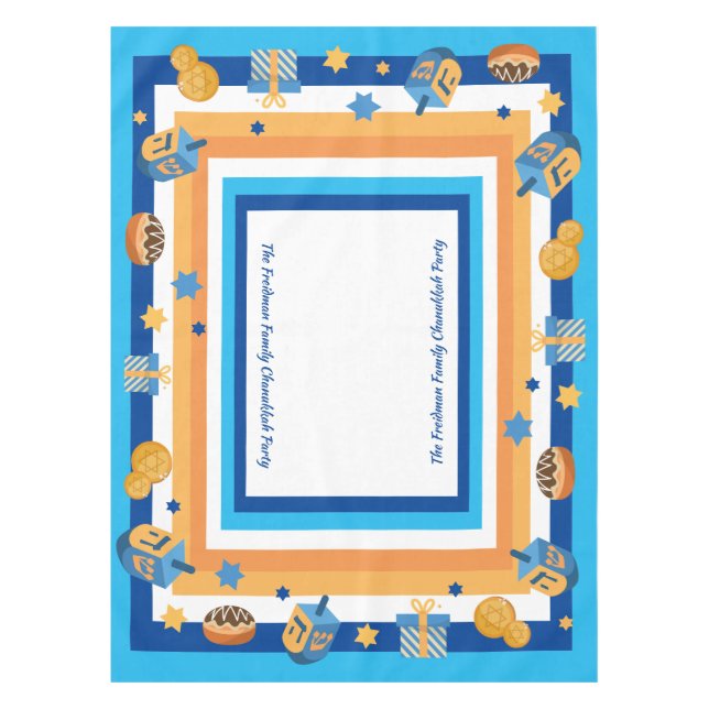 Mantel Hanukkah Personalizado Sueños Donuts & Stars (Anverso)