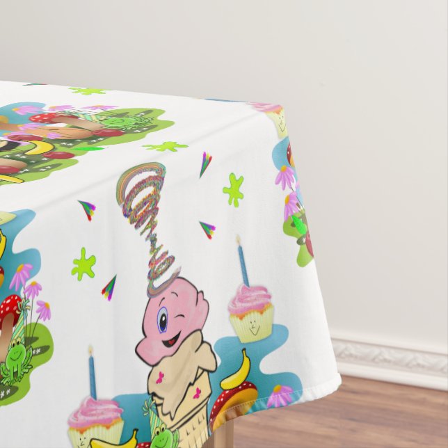 Mantel Happy Birthday Twin Tablecloth Confetti Cupcake  (In Situ)