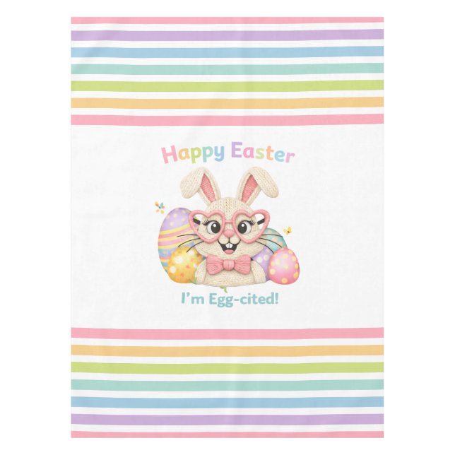 Mantel Happy Easter I'm Egg-cited Bunny  (Anverso)