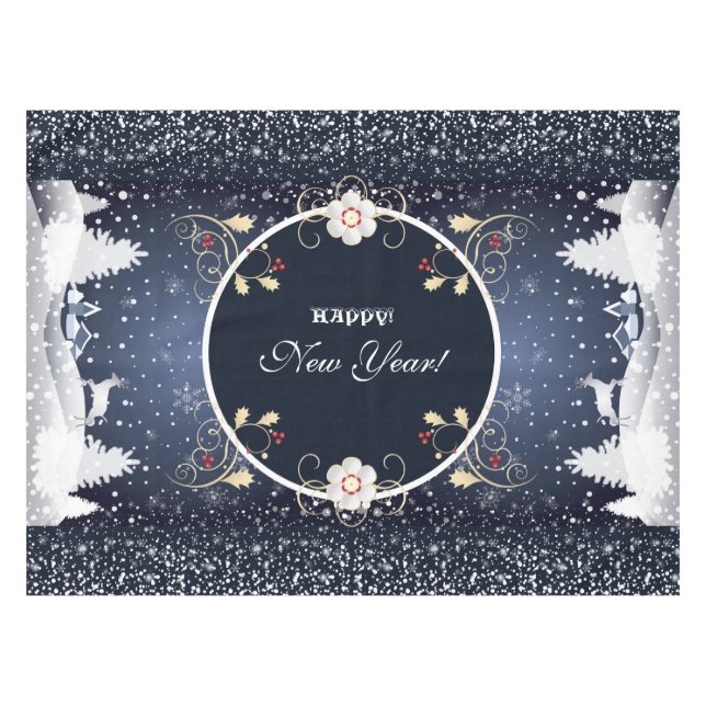 Mantel Happy New Year! Winter Fairy Tale Fantasy blue (Frente (Horizontal))