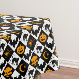 Mantel Harlequin Patrón de diamante blanco y negro