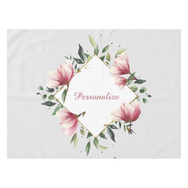 Mantel Hermosa y elegante frontera floral personalizada (Frente (Horizontal))