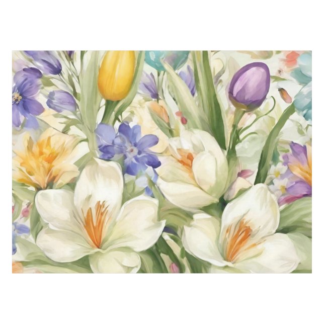 Mantel Hermosas cruces blancas, С flores de primavera col (Frente (Horizontal))