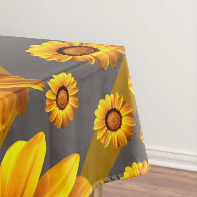 Mantel Hermosas flores amarillas sobre rayas grises, dora (In Situ)