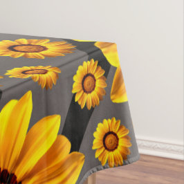 Mantel Hermosas flores amarillas sobre rayas grises y pla