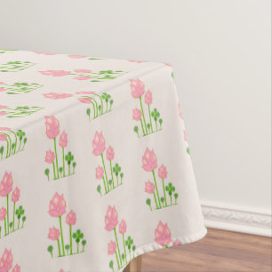 Mantel Hermosas flores rosadas sobre beige claro