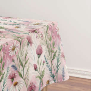 Mantel Hermosas Flores Silvestres de Pradera en Acuarela