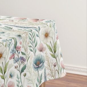 Mantel Hermosas Flores Silvestres de Pradera en Acuarela