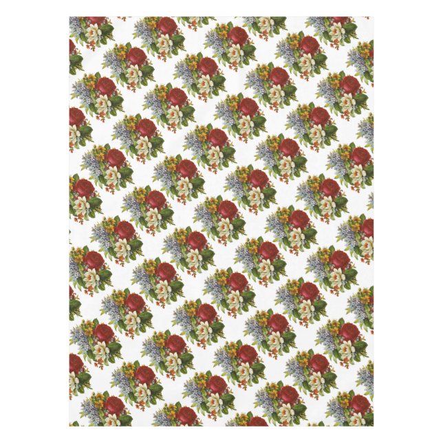 Mantel Hermoso Bouquet Romántico de Verano con Rosa Roja (Anverso)
