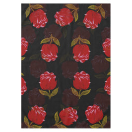 Mantel Hermoso patrón de bordado de rosas traslúcidos roj