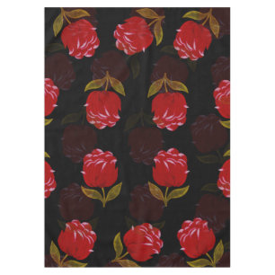 Mantel Hermoso patrón de bordado de rosas traslúcidos roj