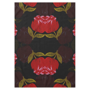 Mantel Hermoso patrón de bordado de rosas traslúcidos roj