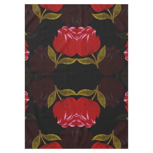 Mantel Hermoso patrón de bordado de rosas traslúcidos roj (Anverso)