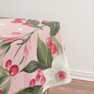 Mantel Hermoso Shabby Chic Floral Rosa de Navidad Baya