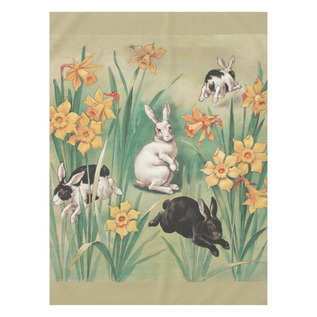 Mantel Hermosos conejitos con flores de Daffodil Semana S (Anverso)