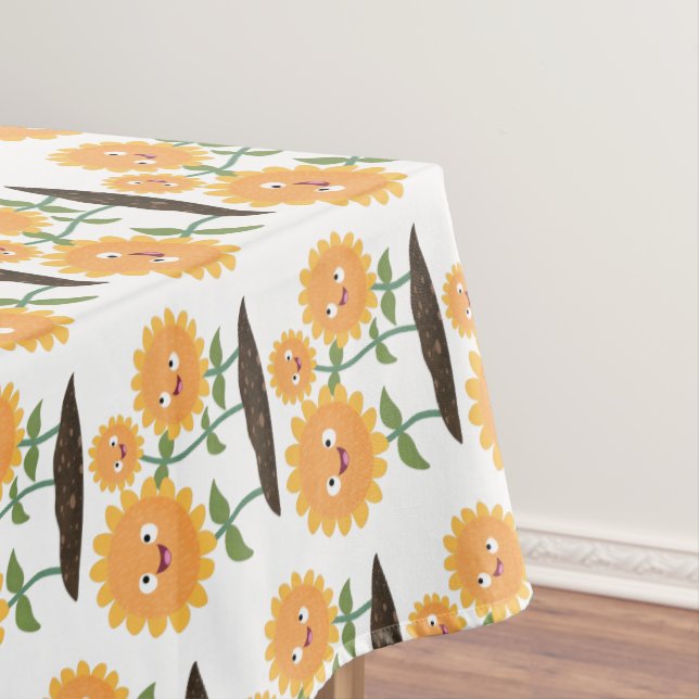 Mantel Hermosos girasoles alegres sonrientes ilustracion  (In Situ)