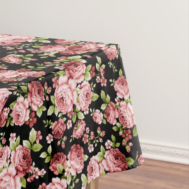 Mantel Hermosos Rosas de patrones florales con follaje ve (In Situ)