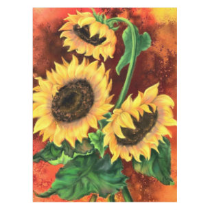 Mantel Hermosos tres girasoles - Pintura de arte mezclado