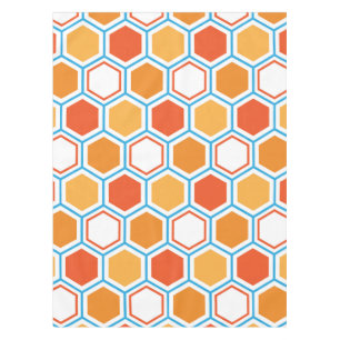 Mantel Hexagón en naranja, azul y blanco