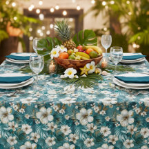 Hibisco Tropical Floral Teal