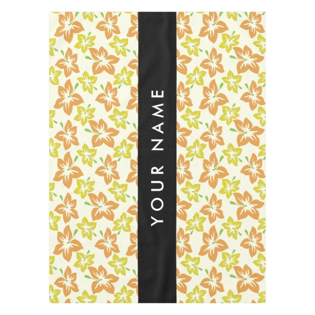 Mantel Hibiscus amarillo, Naranja Hibiscus, su nombre (Anverso)