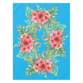 Mantel Hibiscus Flowers on Blue