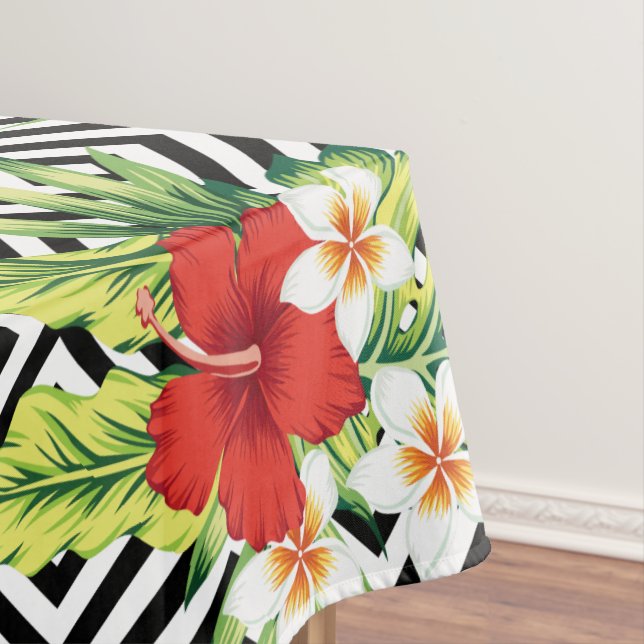 Mantel Hibiscus hawaiano con fondo geométrico moderno (In Situ)